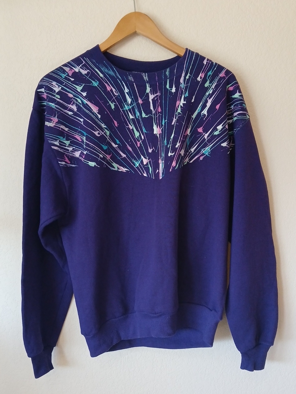 Vintage Jerzees Purple Glitter Paint Splatter 90s Sweatshirt